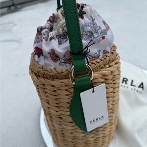 NWT Furla Woven Mini Bag with Green Accents